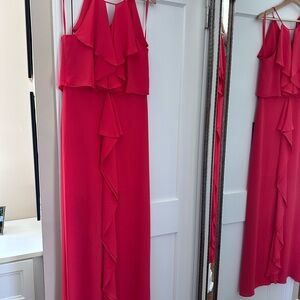 BCBGMaxAzria Red Ruffled Maxi Dress